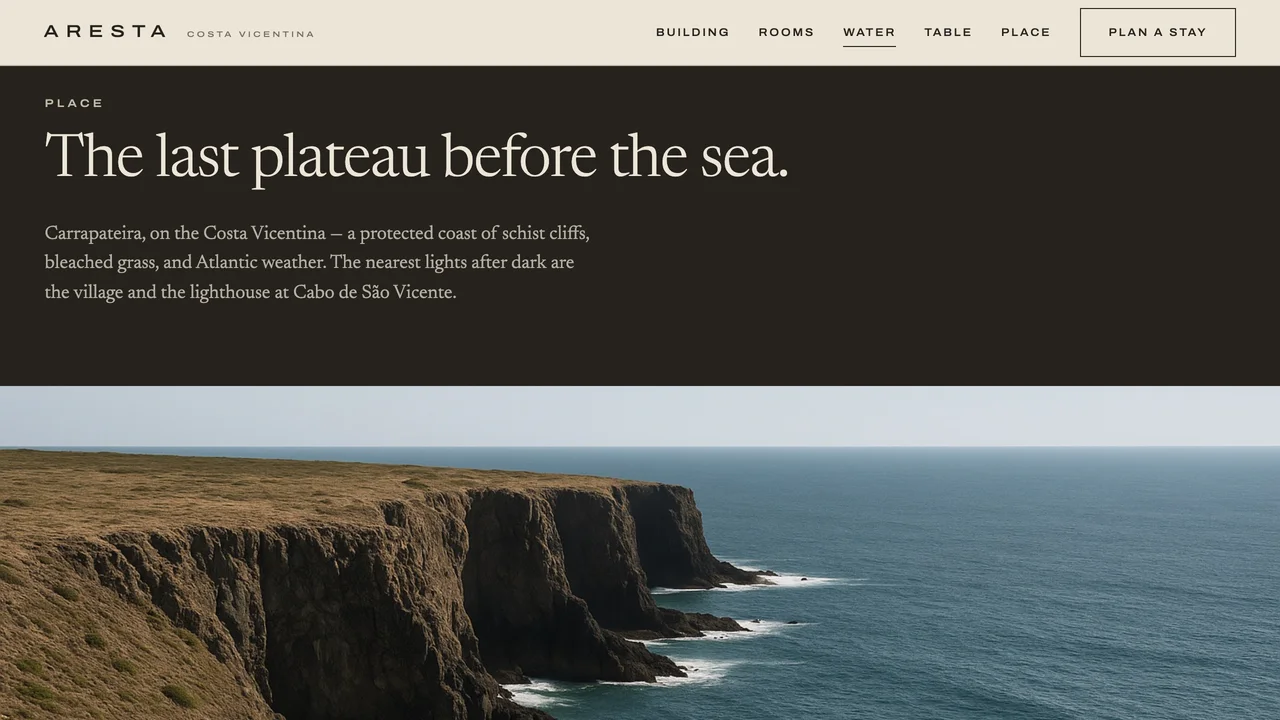 Aresta place chapter introducing Carrapateira as the last plateau before the Atlantic.